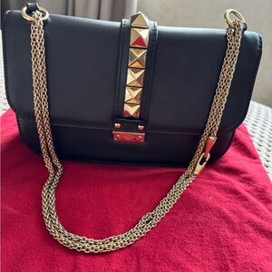 Valentino Garavani Black Crossbody Bag with Gold Studs